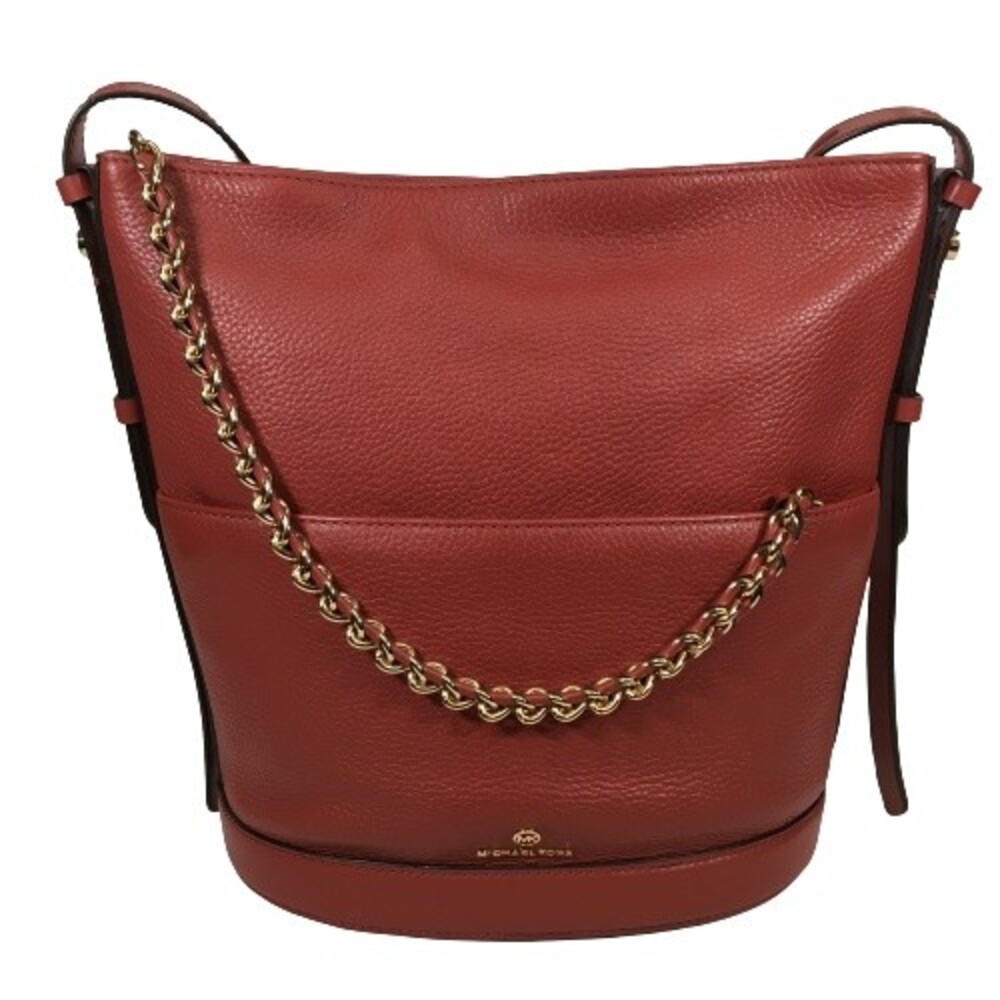 Michael Kors Reese Red Terracotta Pebbled Leather Hobo Shoulder Bag MRP $358